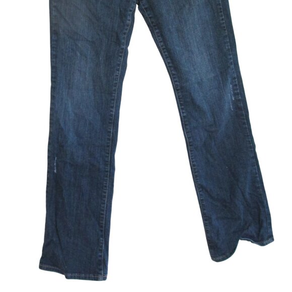 Pull on Distressed Maternity Jeans Womens Size M Blue Denim Straight Leg Elastic - Picture 2 of 7